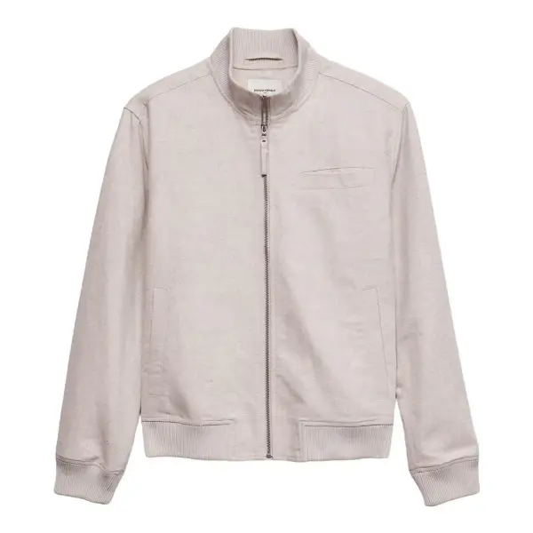 Linen-Blend Bomber Jacket