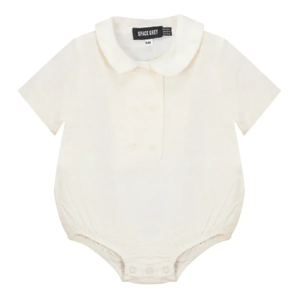 Woven Buttoned Double-Breasted Snap Front Romper