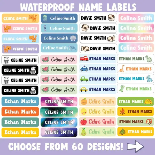 Personalized Waterproof Name Labels: Dishwasher Safe School & Camp