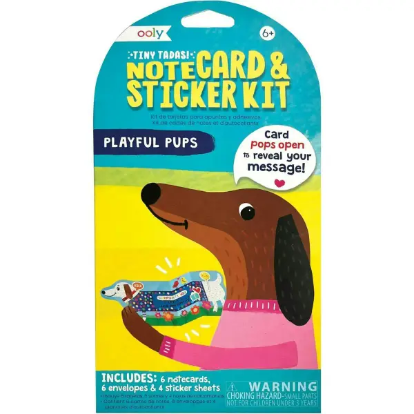 Tiny Tadas! Note Cards and Sticker Set - Playful Pups