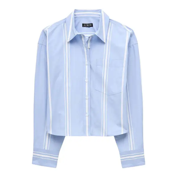 Étienne Cropped Button-Up Shirt in Cotton Poplin