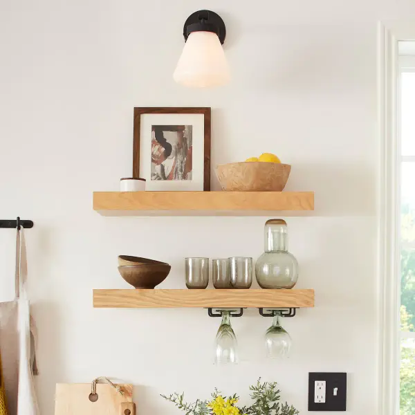 Floating Wood Shelf with 2" Height