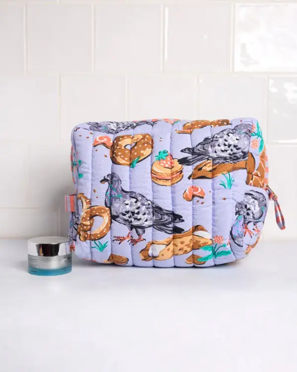 Peckish Pastries - Quilted Pouch - Lavender Lovebird