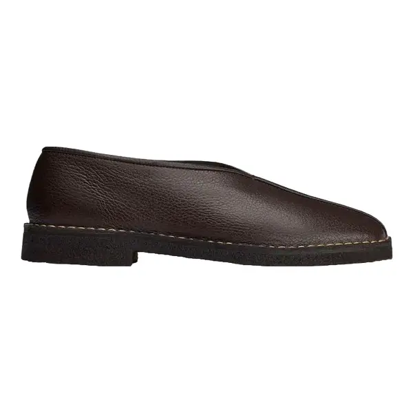 Piped Crepe Slippers in Leather