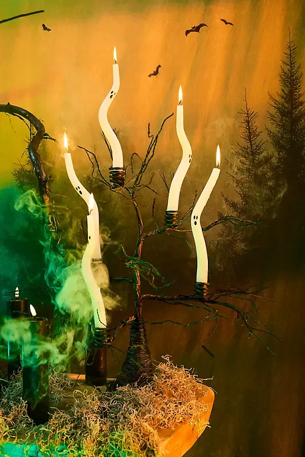 Squiggly Ghost Taper Candles, Set of 3 in White, Size: Small at Terrain