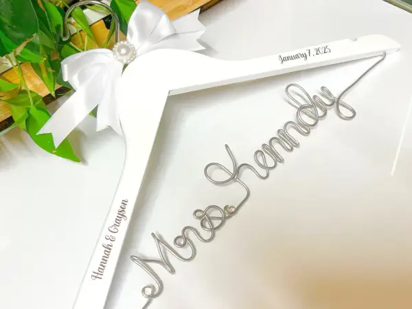 One Day Sale_Wedding Hanger Personalize Bridal Hanger, Wedding Gown Hanger, Name hanger, One Line basic Hanger,
