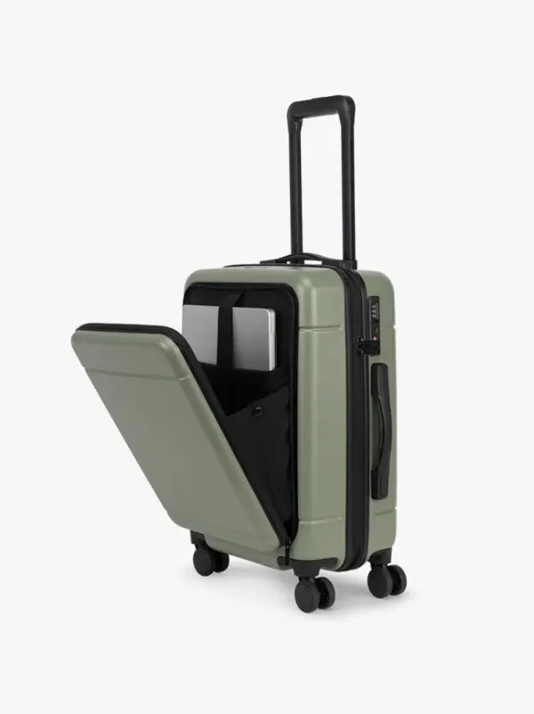Hue Front Pocket Carry-On Luggage - HAZEL