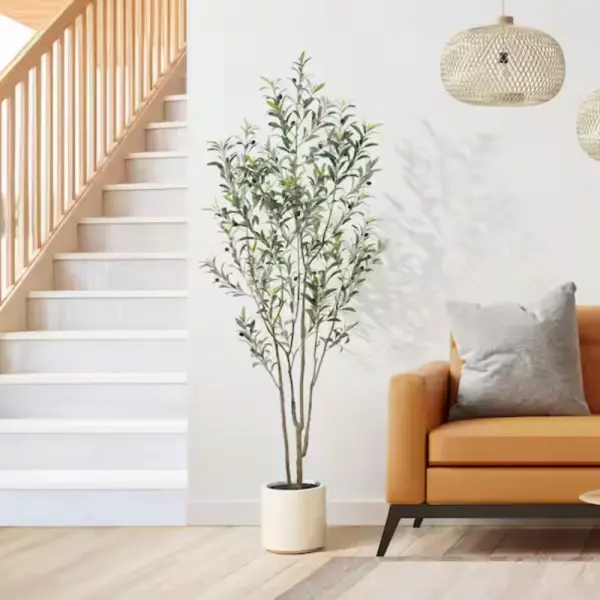 DR.Planzen 7 ft. Artificial Olive Tree with White Planter, Large Faux Olive Silk Tree for Indoor Home Decor and Housewarming Gift BPGLS2.1m-1 - The Home Depot