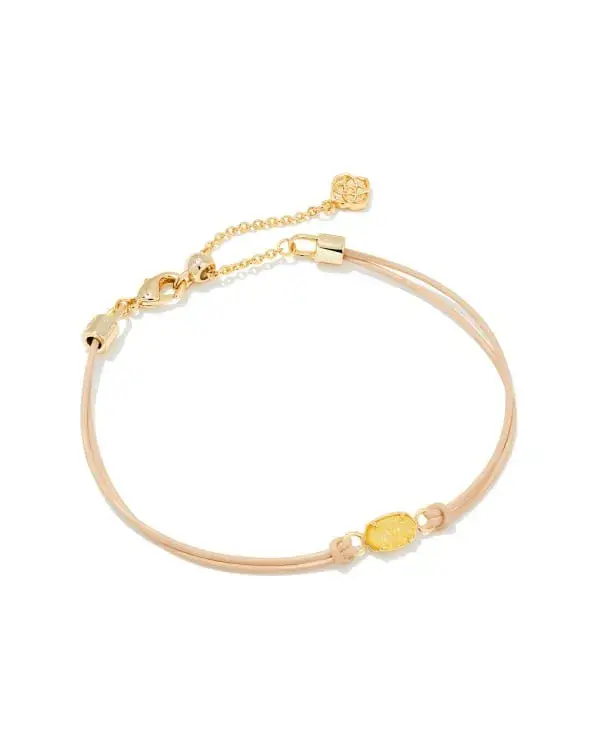 Emilie Gold Corded Bracelet in Light Pink Drusy