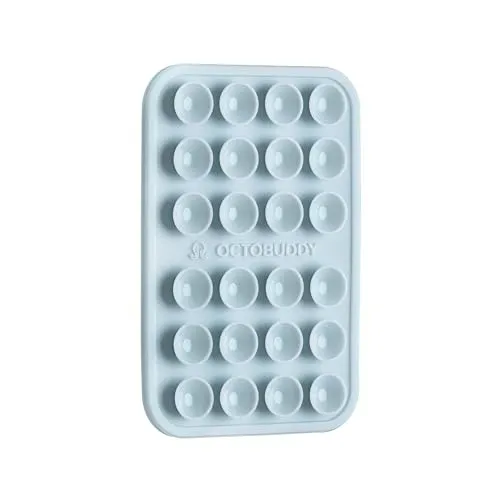 OCTOBUDDY Classic - Silicone Suction Phone Case Adhesive Mount - Hands-Free, Strong Grip Holder for Selfies & Videos - iPhone & Android Compatible - 2.25″ x 3.25″, Baby Blue