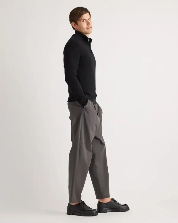 Mongolian Cashmere Quarter Zip Sweater in Black