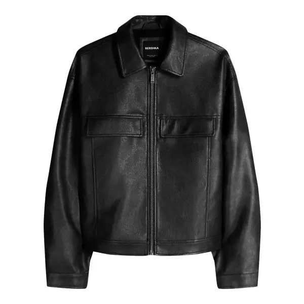 Boxy Leather-Effect Jacket