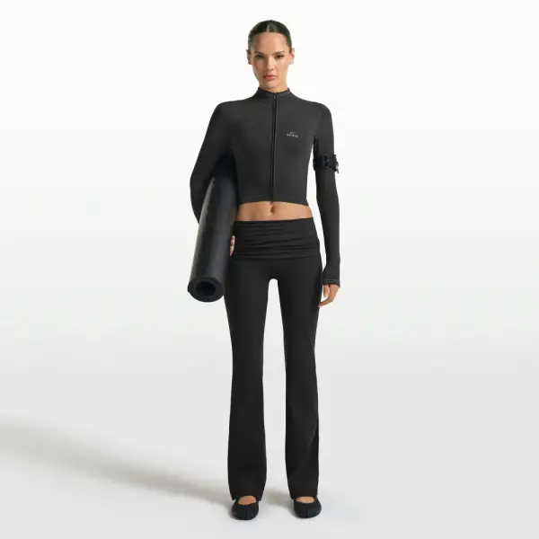 NikeSKIMS MATTE FOLDOVER SLIM FLARE LEGGING | OBSIDIAN