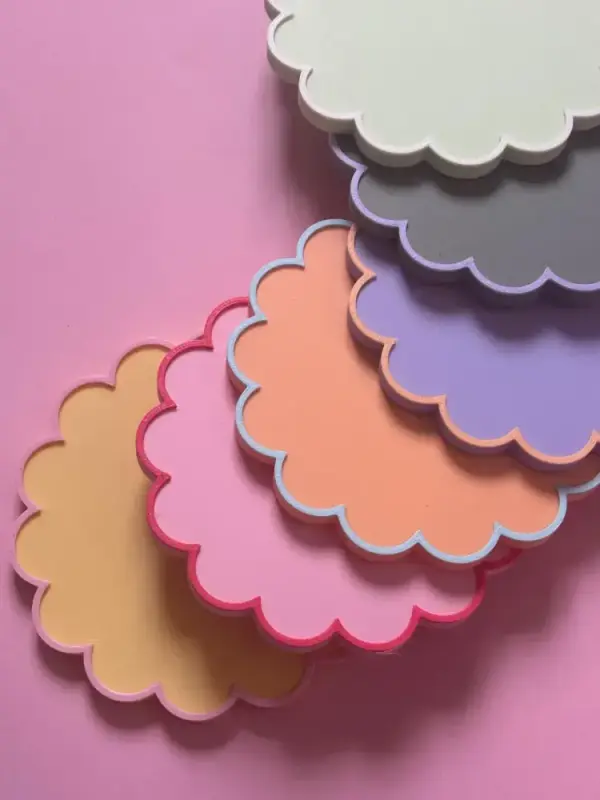 Multicoloured Scalloped Drink Coasters - Funky Home Decor