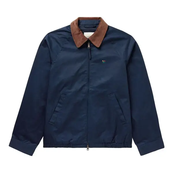 Logo Embroidered Corduroy Trimmed Cotton Twill Blouson Jacket