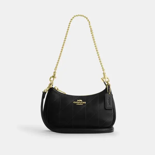 Coach Outlet Teri Mini Crossbody Bag With Quilting - Women's Purses - Gold/black