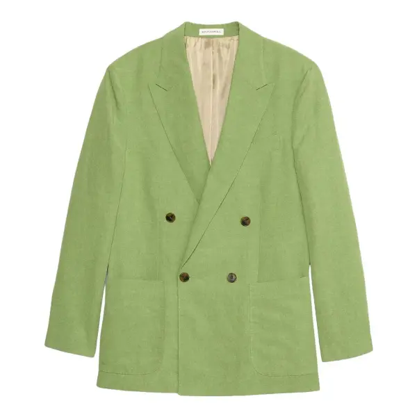 Relaxed Double-Breasted Tencel-Linen Suit Jacket
