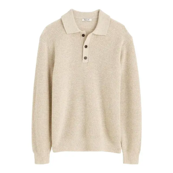 Waffle-Knit Sweater Polo