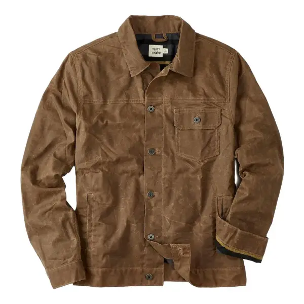 Flannel-Lined Waxed Trucker Jacket 