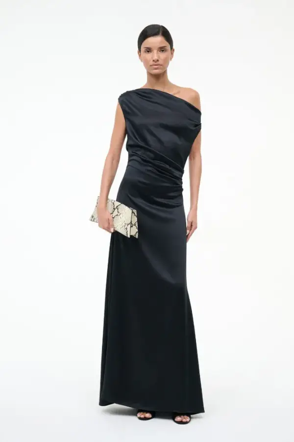 MAXI PHARE SILK DRESS | BLACK