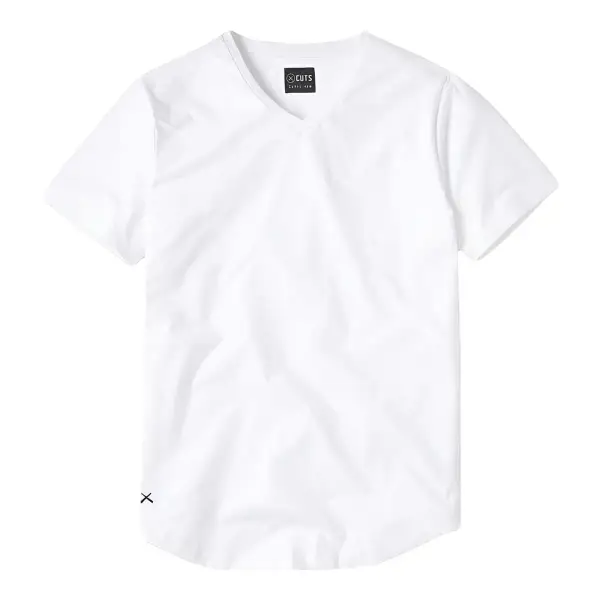 Ao V Neck Curve Hem Tee 