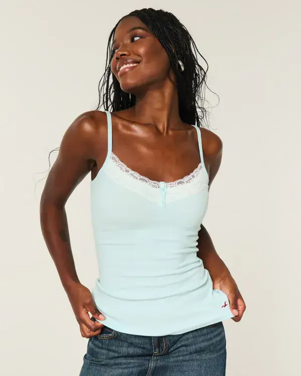 Lace Trim Henley Cami
