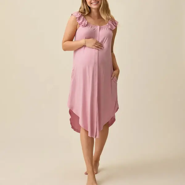 Ruffle Strap Labor & Delivery Gown