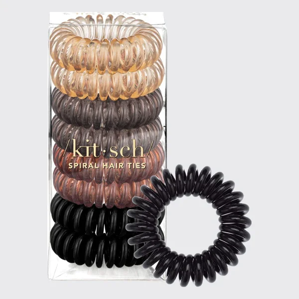 Brunette Spiral Hair Ties 8pc Set