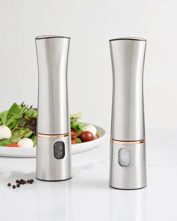 Stainless Steel Electric Salt & Pepper Mill Set