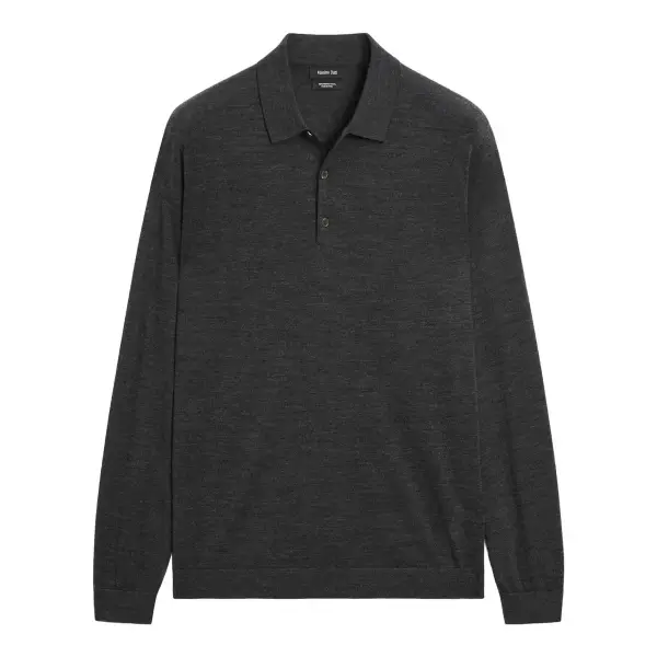 100% Merino Wool Knit Polo Jumper