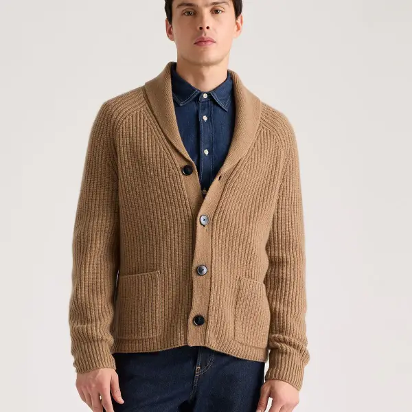 Mongolian Cashmere Shawl Collar Cardigan