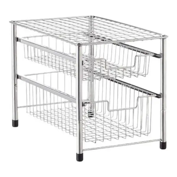 Double Drawer Wire Pull-Out Cabinet Organizer