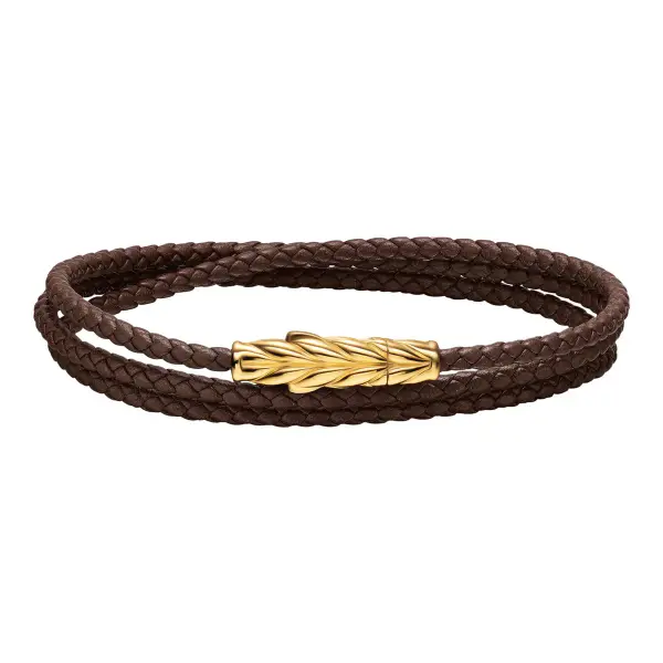 Chevron Triple Wrap Bracelet in Leather