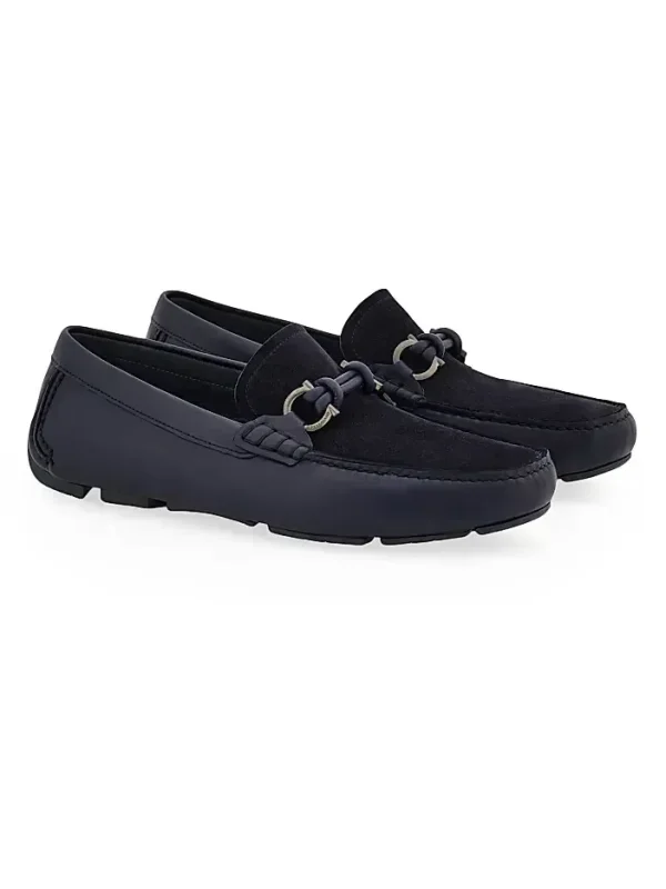 FERRAGAMO Almeria Leather & Suede Driving Loafers | Saks Fifth Avenue