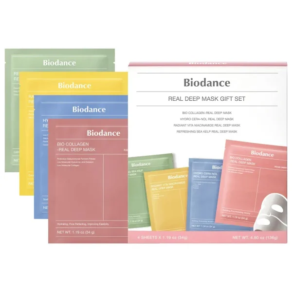 Real Deep Mask Gift Set - 4 Masks for Pore Care, Hydration, Calming and Dark Spot Treatment
