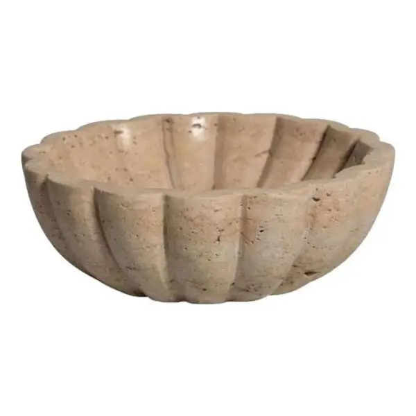 Scalloped Travertine Trinket Bowl, 6"