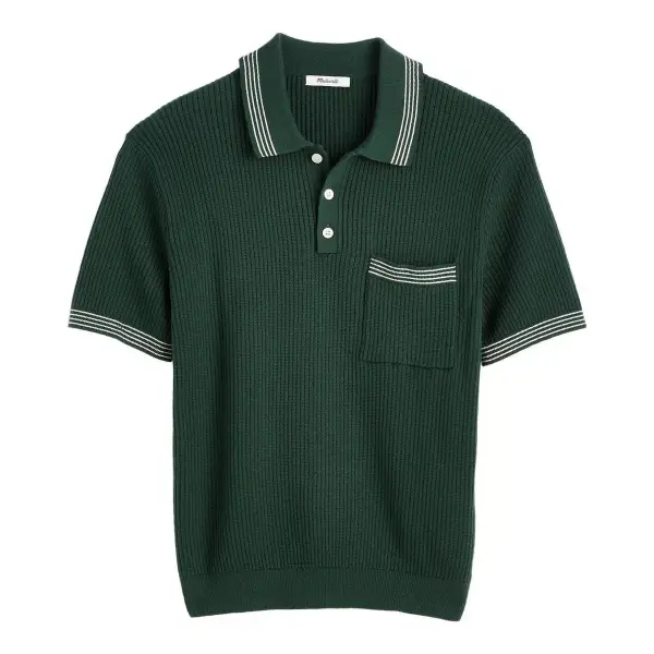 Tipped Sweater Polo Top