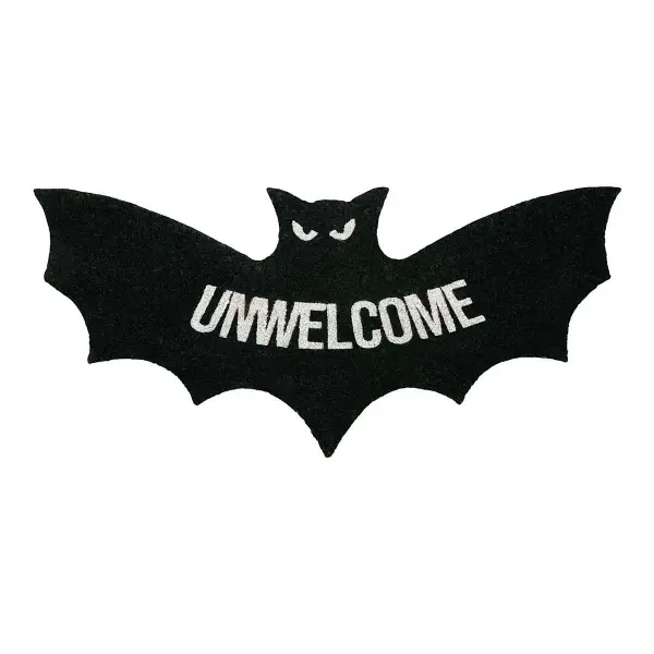 Midnight Shadows Unwelcome Bat Shaped Coir Mat, 22x47