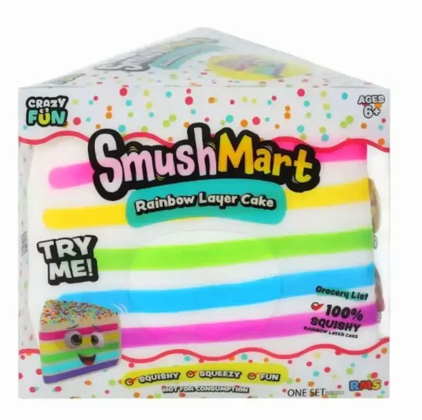 5" Viral Rainbow Layer Cake Squishy Toys - Smush Mart Giant Dessert Squishy - Soft Sensory Stress Relief Tools for Teens - Fun Novelty Gift for Holiday