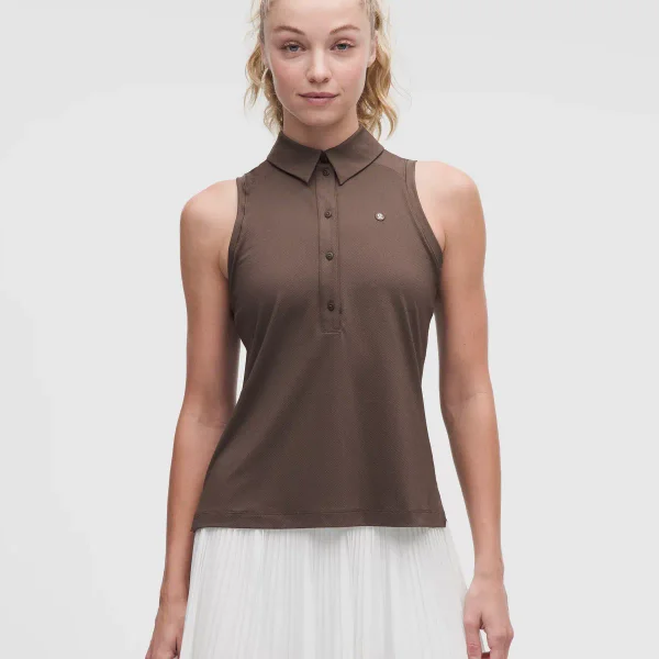 Quick-Dry Sleeveless Polo Shirt Straight Hem