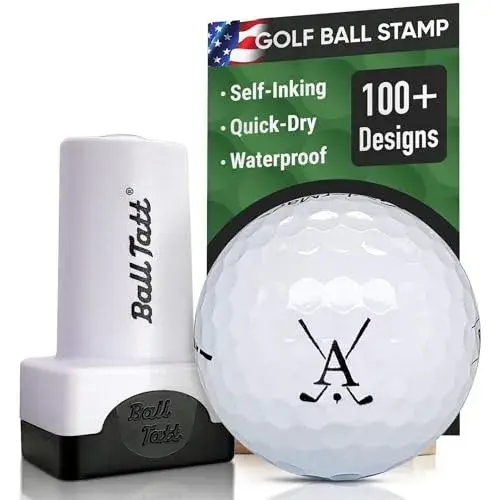 Ball Tatt - Golf Ball Stamp Personalized Monogram Initial A Self-Inking Marker Quick Dry Permanent Ink Reusable Golf Ball Marker to Identify Balls Ideal Golfer Gift
