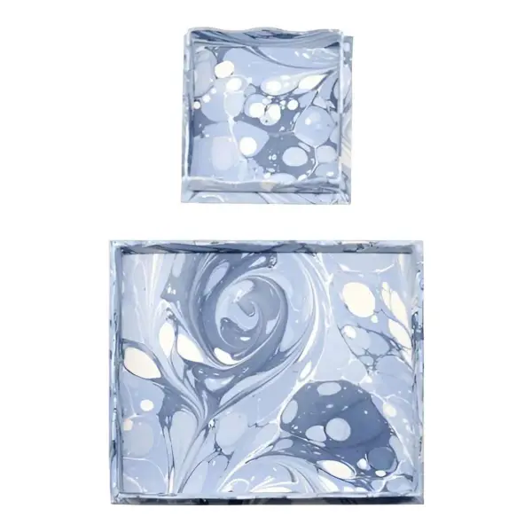 Nesting Scalloped Hand-Marbled Trays