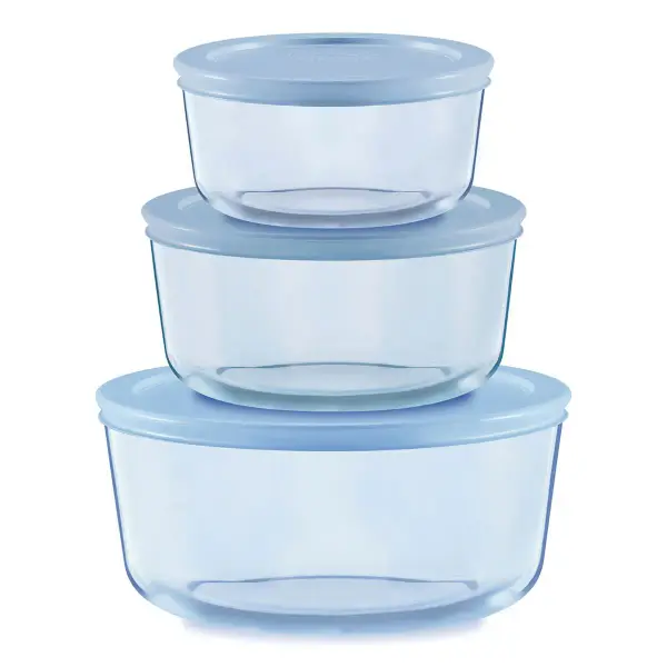 Pyrex 6-Piece Round Glass Food Storage Set, 2c/4c/7c