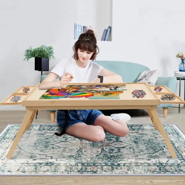 Rose Home Fashion Wooden Jigsaw Puzzle Table for 1500 Piece Puzzles, with Folding Legs, 4 Drawers,1 Set of Accessories & Reviews | Wayfair