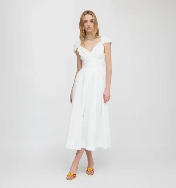 The Lucille Dress - White Crinkle Check