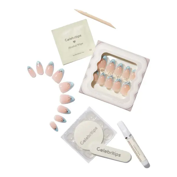 Baby Blue Ribbon Press-on Nails