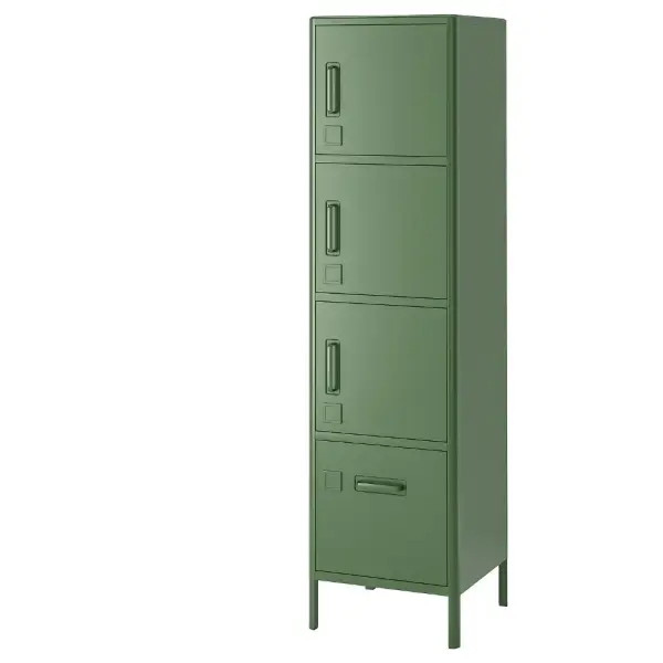 IDÅSEN High cabinet with drawer and doors - dark green 17 3/4x67 3/4 "