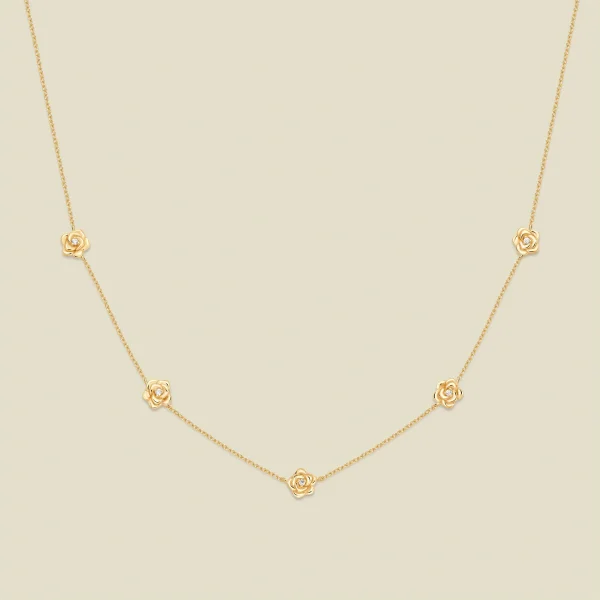 June CZ Birth Flower Station Necklace