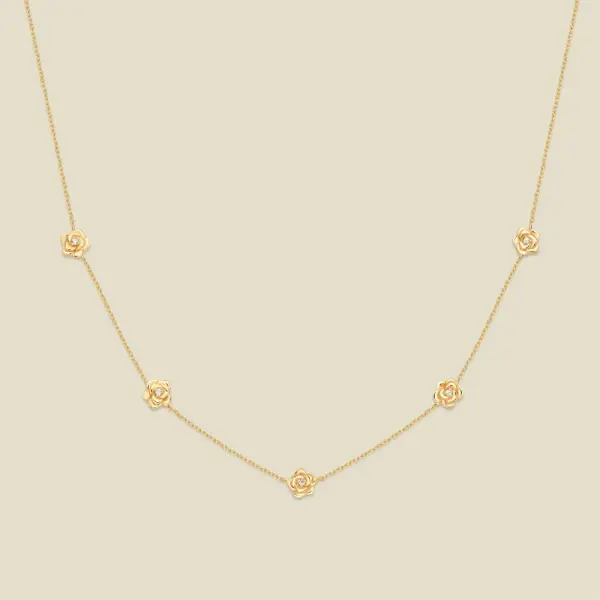 June CZ Birth Flower Station Necklace