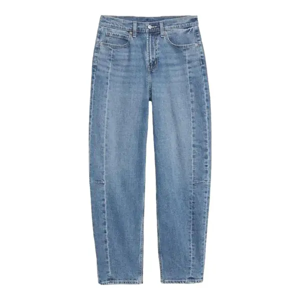 High-Waisted Barrel Ankle Jeans